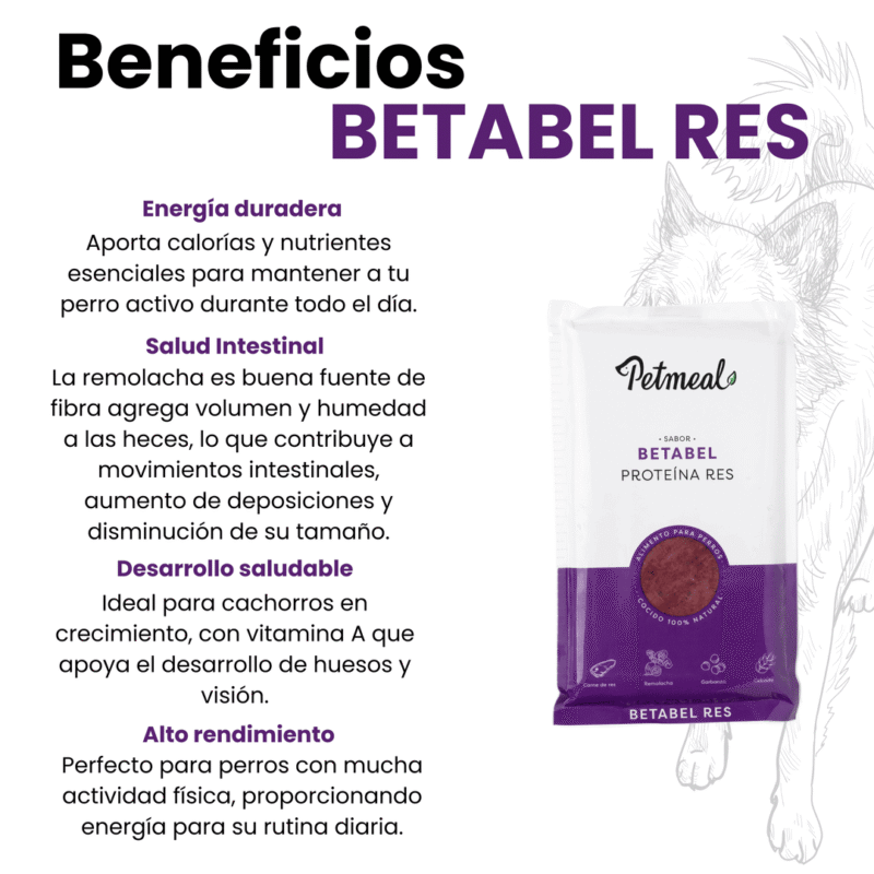 Alimento natural PetMeal, dieta cocida para perro sabor res, betabel 500g - Imagen 3