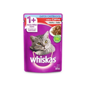 WHISKAS GATO POUCH CASTRADO CARNE X 85 GR