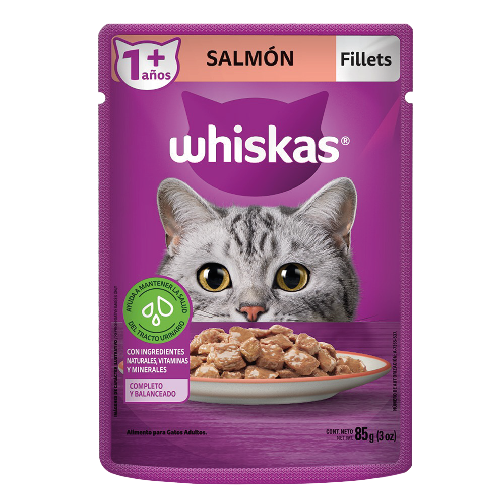 Whiskas-salmon WHISKAS GATO POUCH SALMON 85 GR - Imagen 1