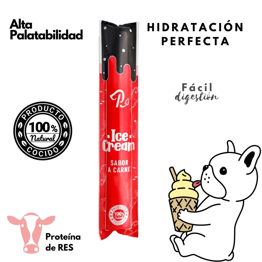 helado natural para perro sabor a res