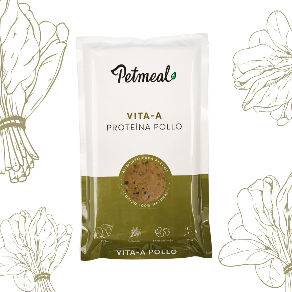 Alimento natural cocido para perro con pollo vita A