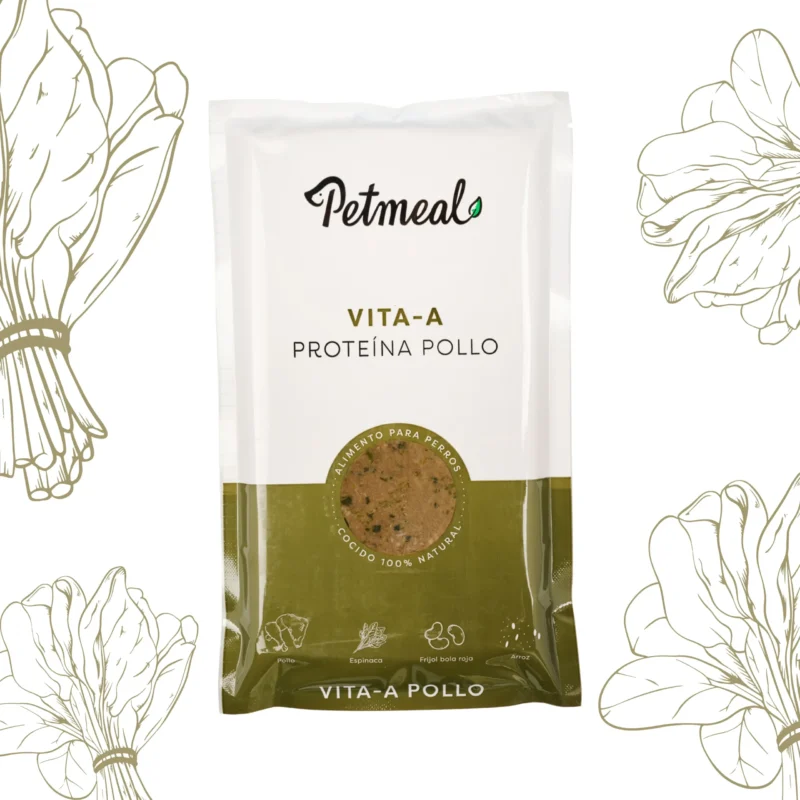Alimento natural cocido para perro con pollo vita A