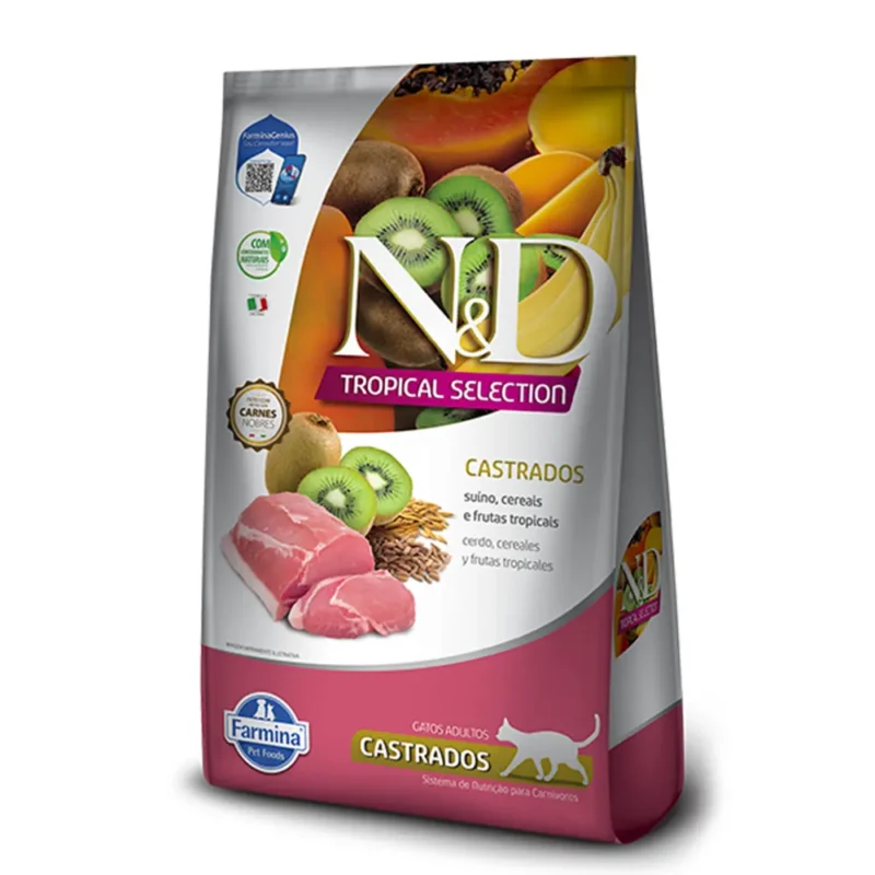 Alimento natural para gato castrado cerdo NyD tropical