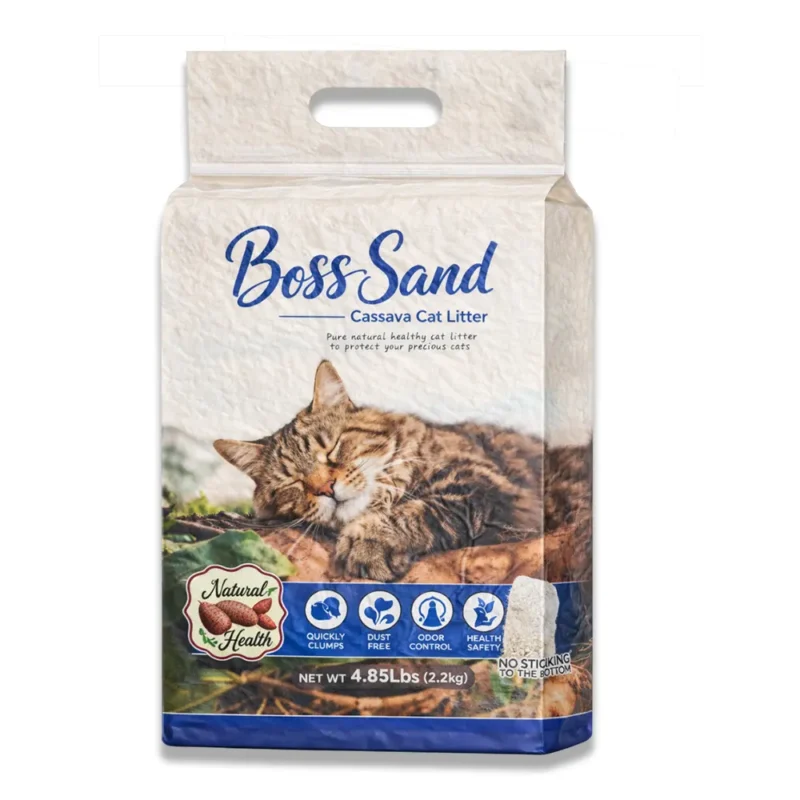 Arena ecológica y biodegradable para gato Boss Sand Cassava