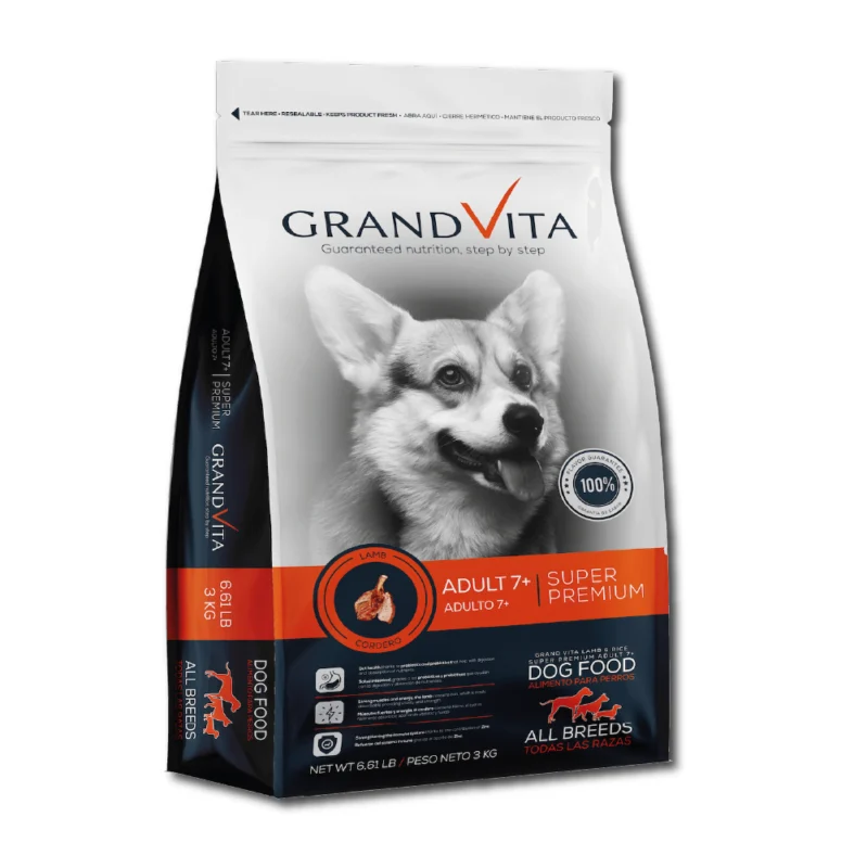 Alimento para perro adulto senior Grand vita +7 cordero