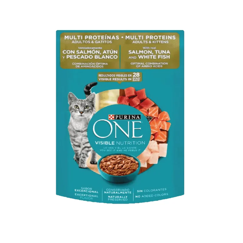Alimento húmedo para gato One multi proteína salmón, atún y pescado blanco