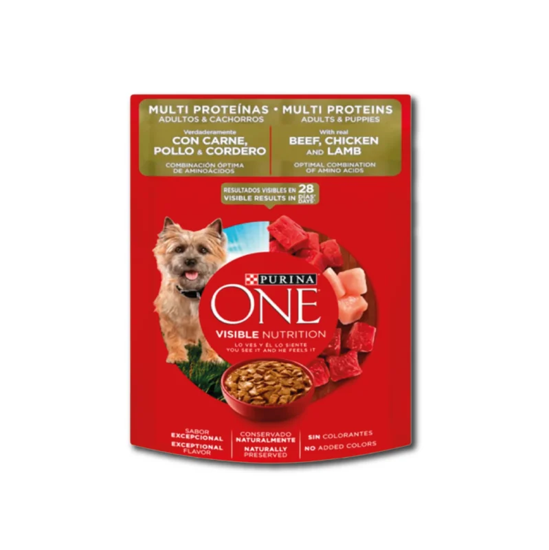 Alimento húmedo para perro One multi proteína carne, pollo y cordero