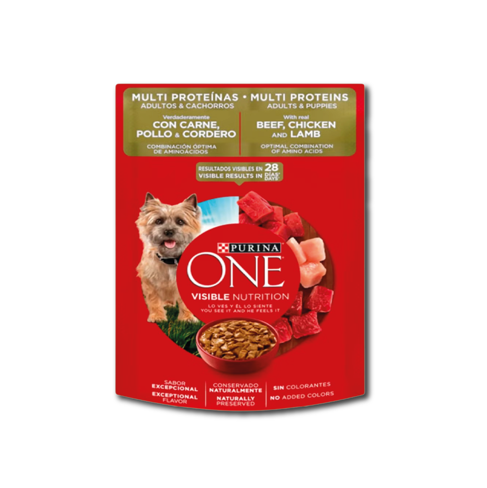 Alimento húmedo para perro One multi proteína carne, pollo y cordero