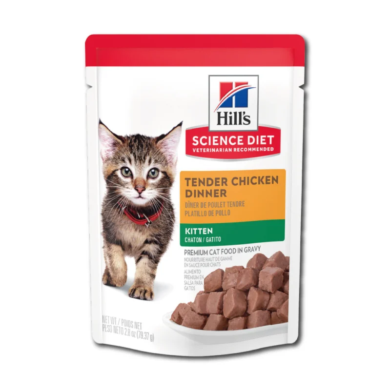 Alimento húmedo para gato Hills kitten con pollo pouch