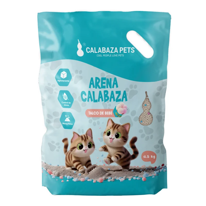 Arena clasica Calabaza pets aroma a talco de bebe