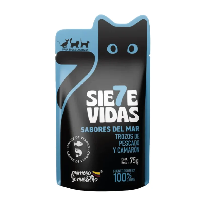Alimento para gato adulto Siete Vidas Pescado y Camarón Pouch